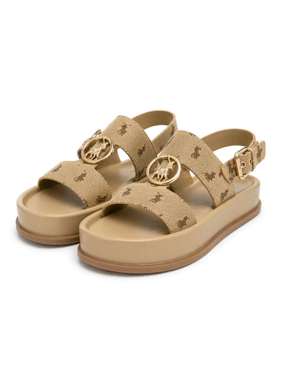 Womens Polo Jacquard Moulded Trim Sandals