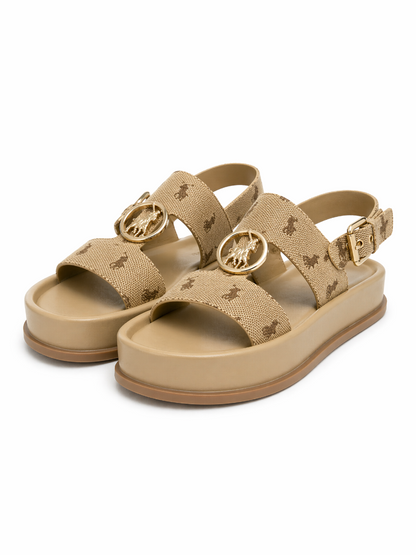 Womens Polo Jacquard Moulded Trim Sandals